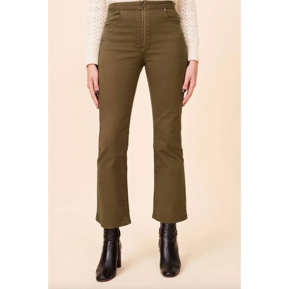 ROUJE PARIS Pablo Pant High Waist Kick Flare Jeans in Vert Clair